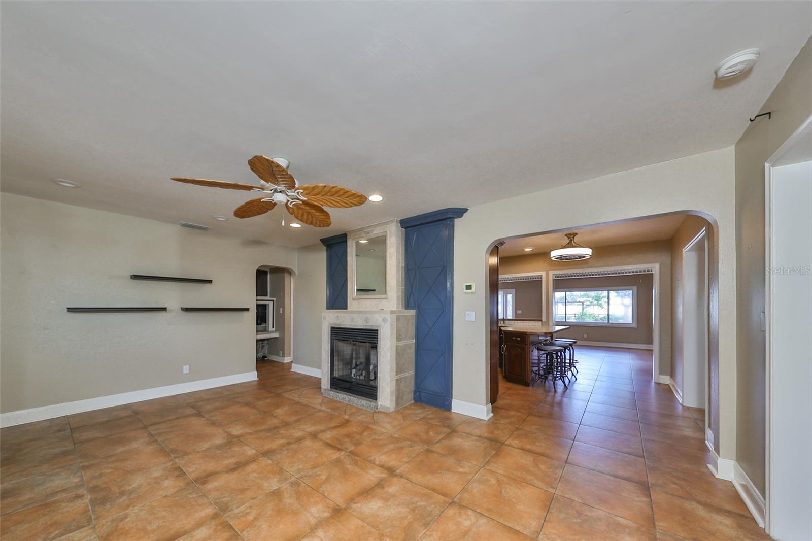 View of fireplace in the living room