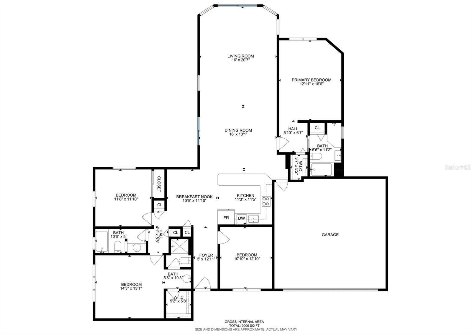 Open floor plan with 2 en-suites.