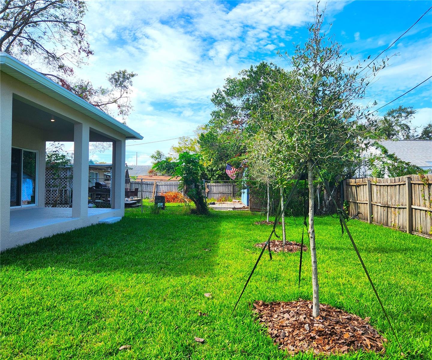 Fenced backyard