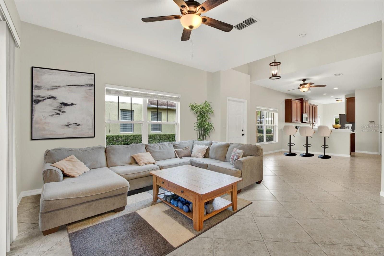 Family Room & Open Concept Kitchen (Virtually Staged)