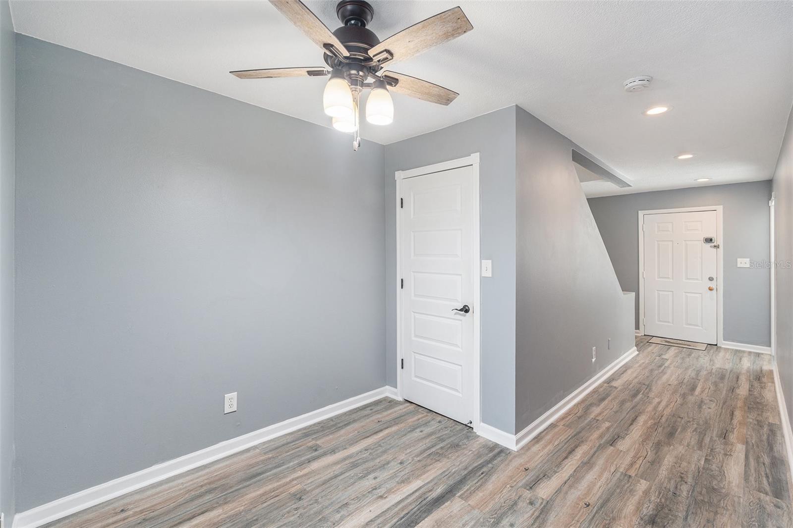 Front door, dining room & walk-in pantry