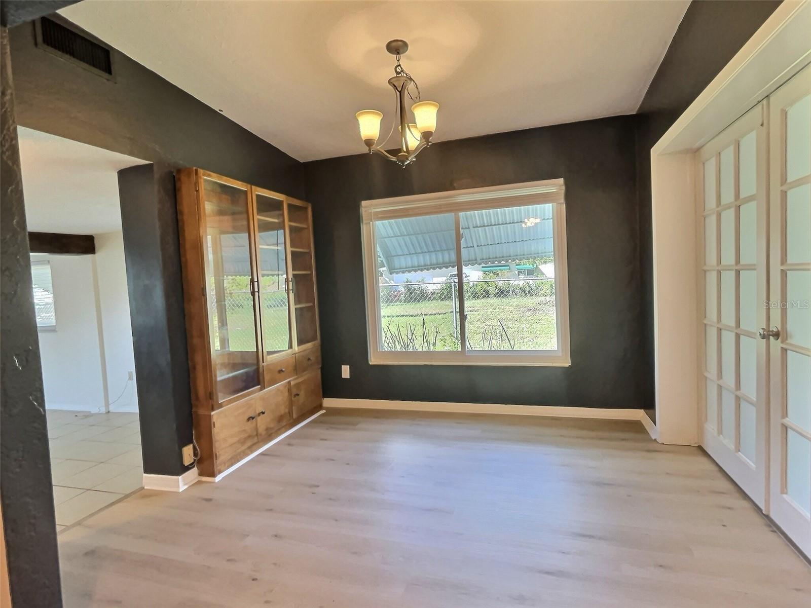 Dining area with built in display cabinet