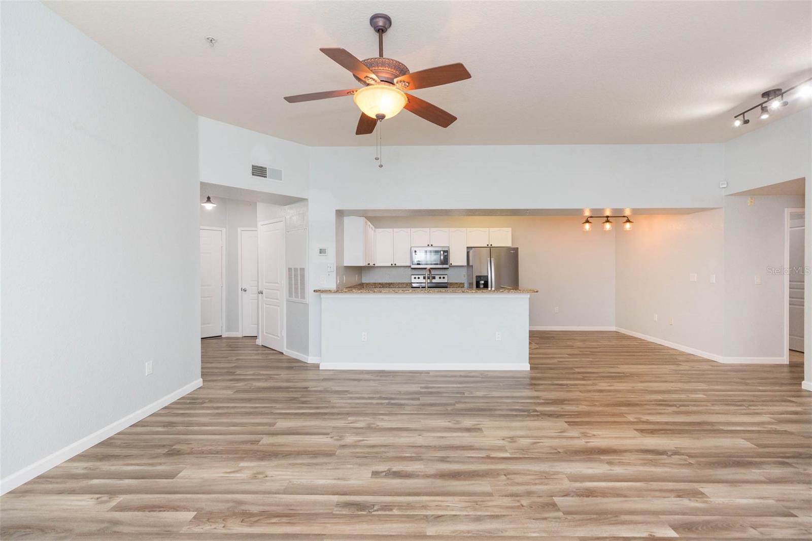 open living room to kitchen and dining room