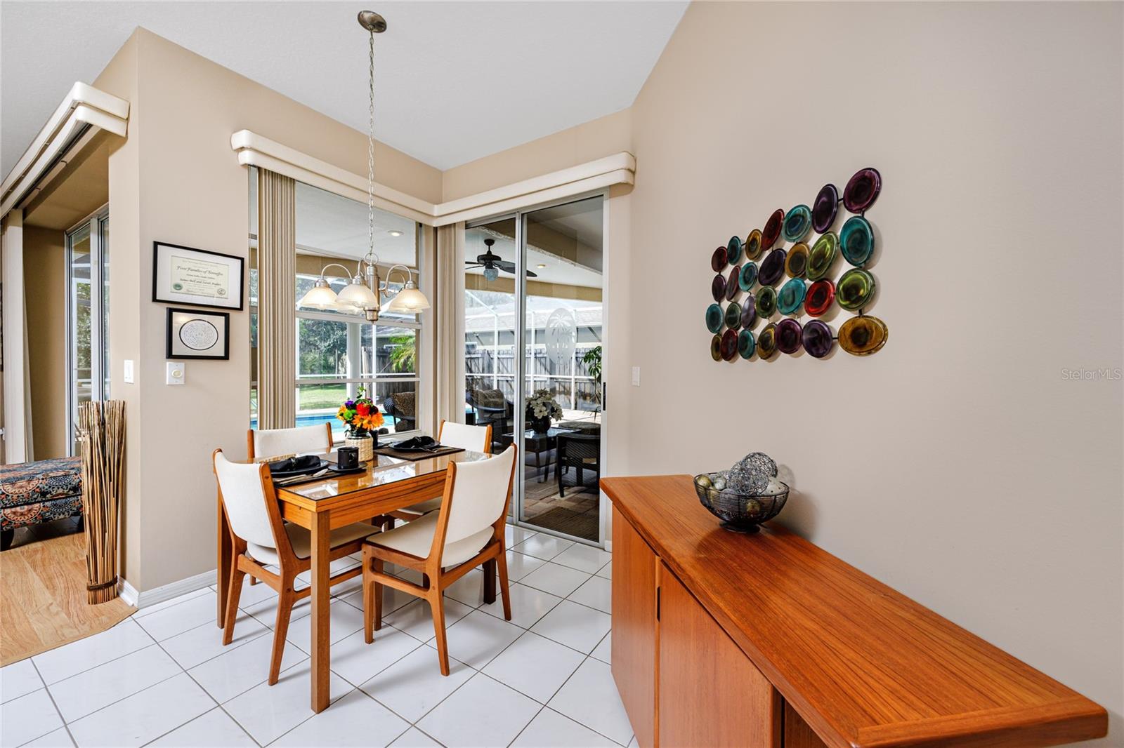 Breakfast nook with great pool, pond and preserve view -4466 Worthington Ct, Palm Harbor, FL 34685