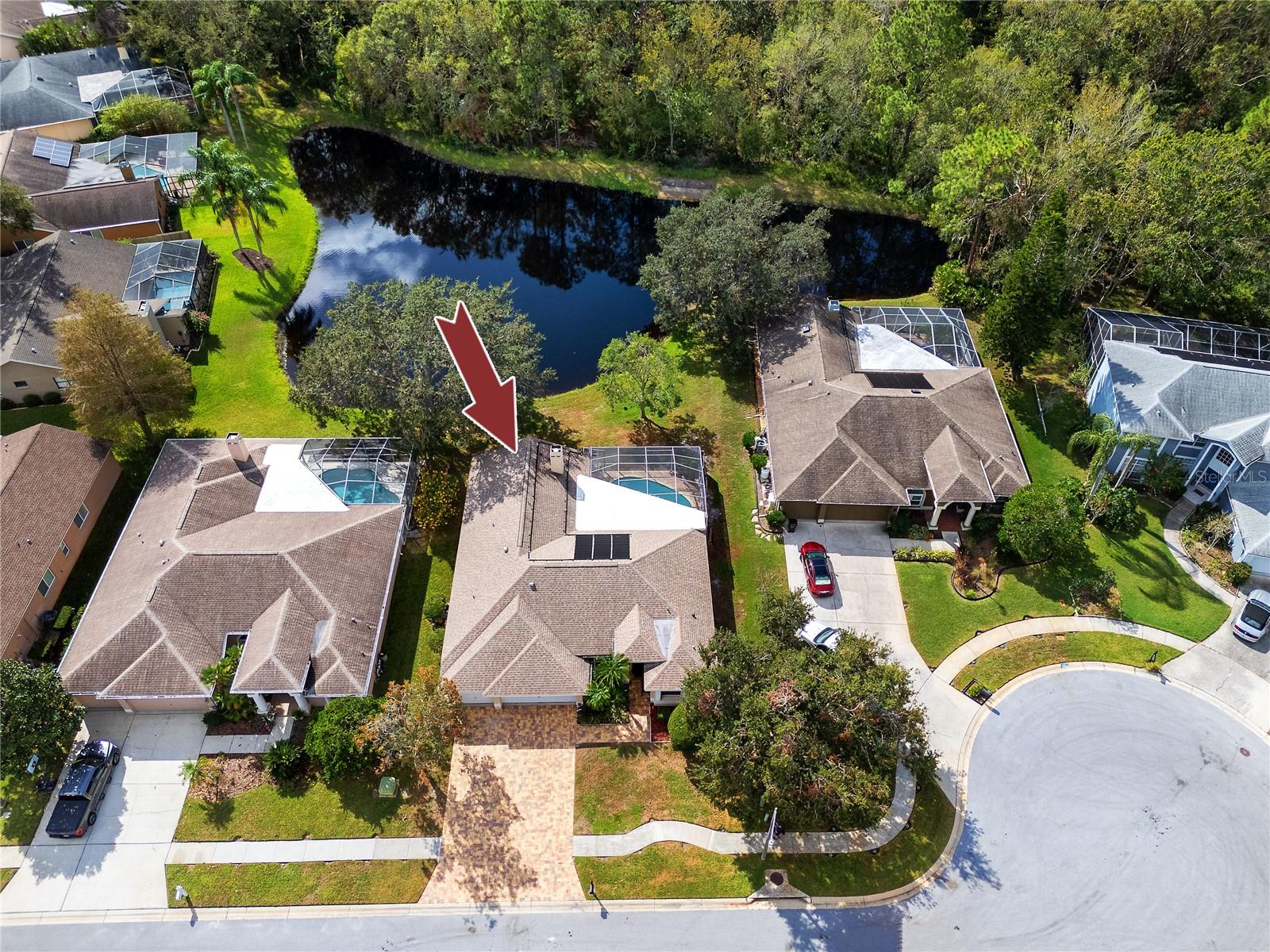 Aerial View of home on Cul de sac -4466 Worthington Ct, Palm Harbor, FL 34685