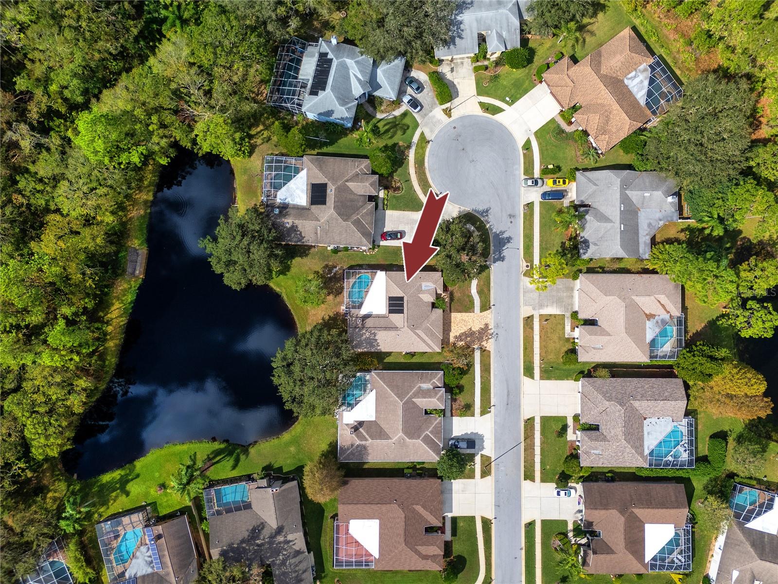 Aerial View of lot and cul de sac -4466 Worthington Ct, Palm Harbor, FL 34685