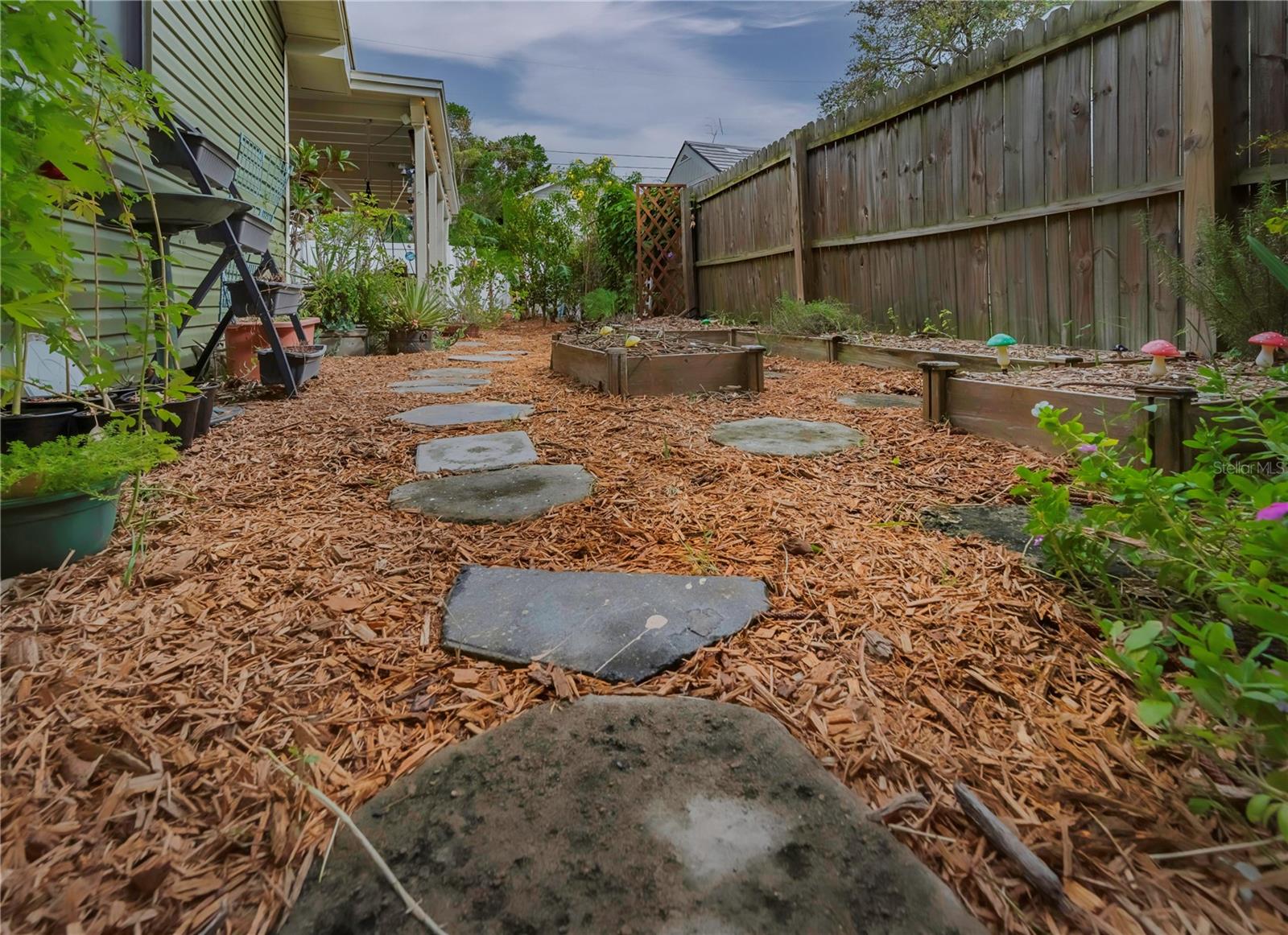 Raised garden bed area