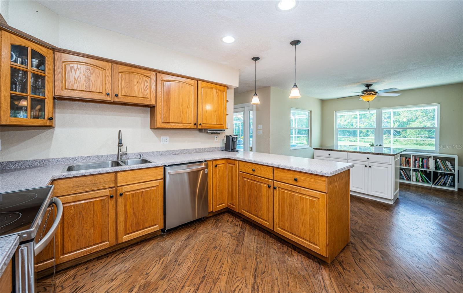 Spacious breakfast nook opposite kitchen.