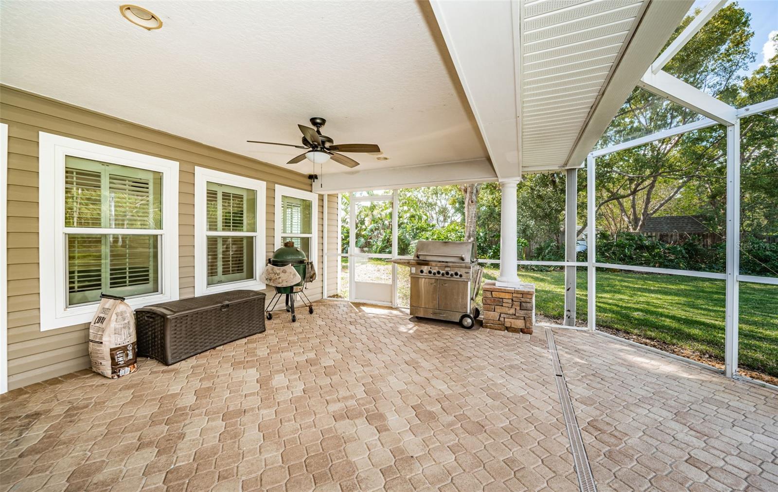 Beautiful brick pavers and special grilling area.