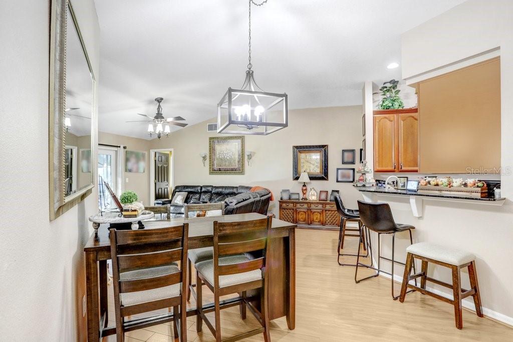 Dining area overlooking family room