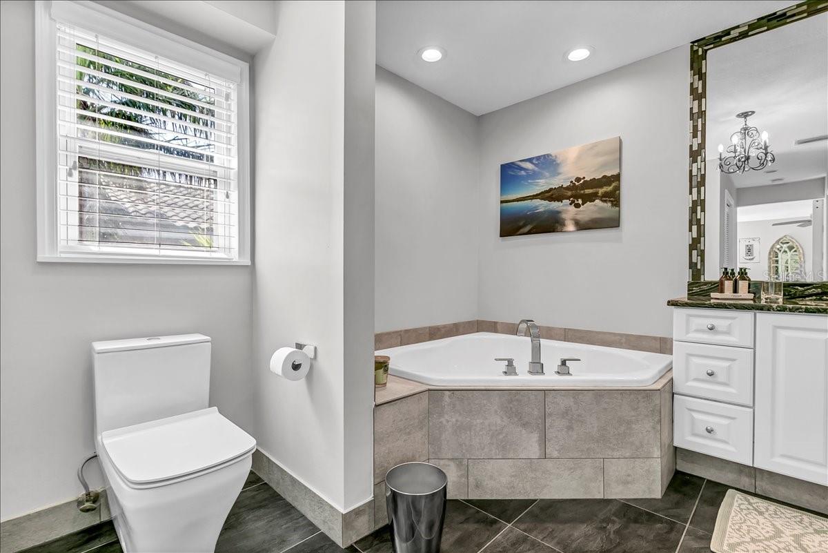 Another view of the primary bathroom's relaxing bathtub, perfect for a spa-like experience.