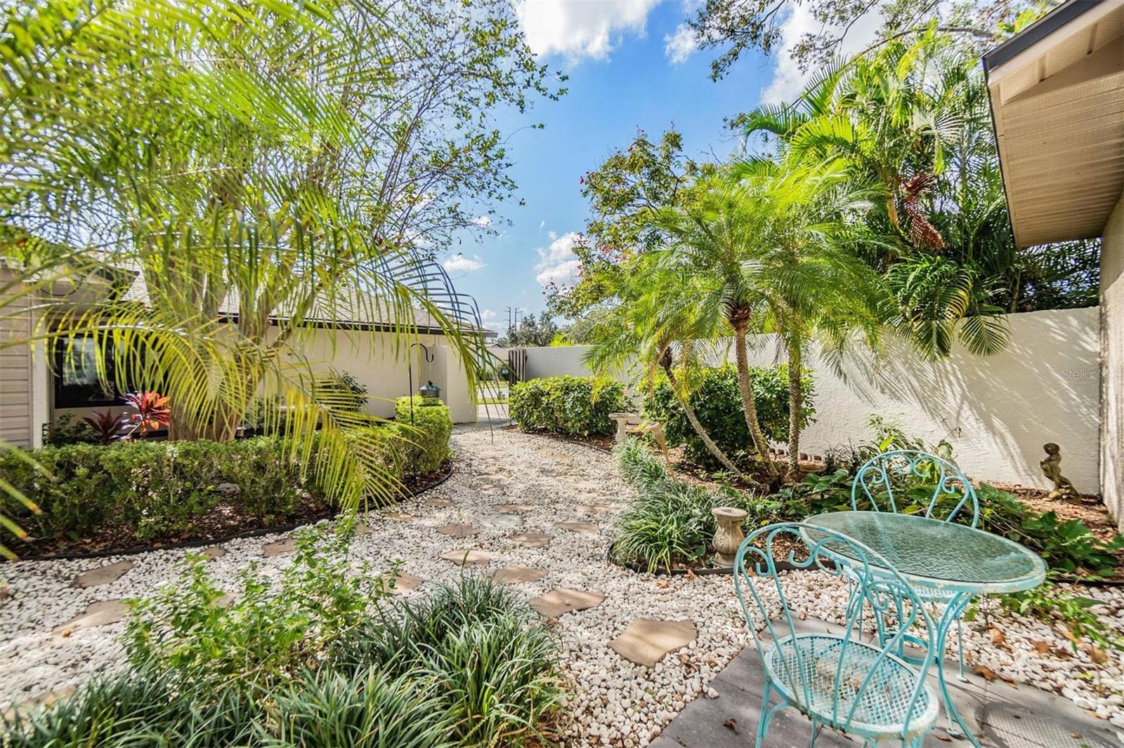 Private courtyard with low maintenance landscaping