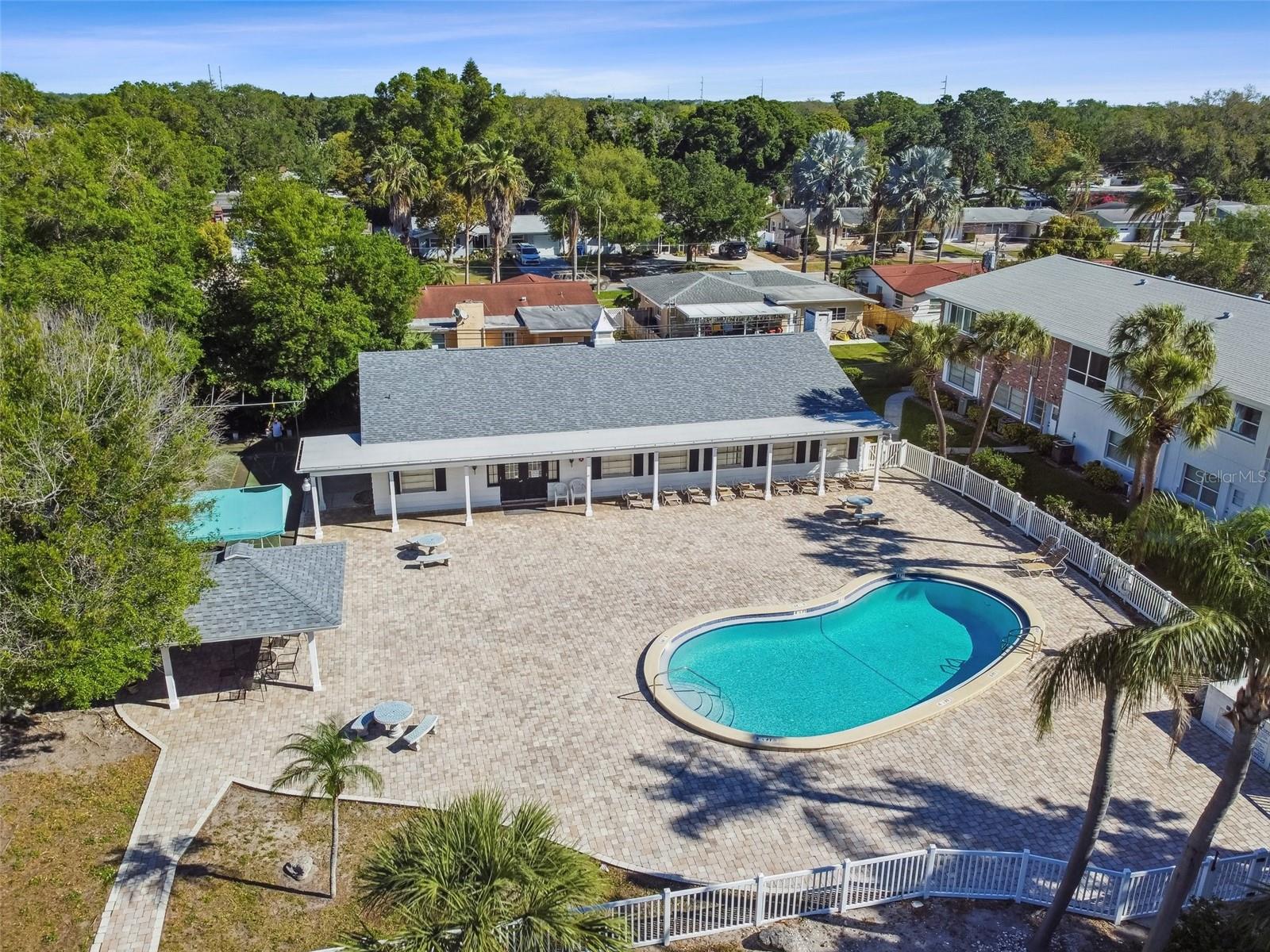 Aerial view of pool and clubhouse