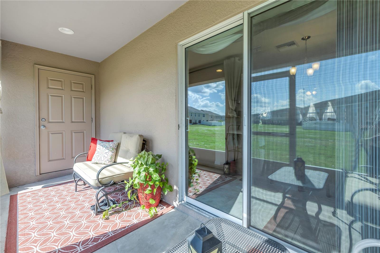 enclosed patio with storage