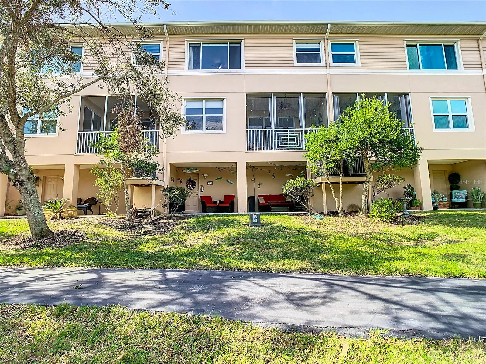 This is a nice view of the back of the townhome from the walking path