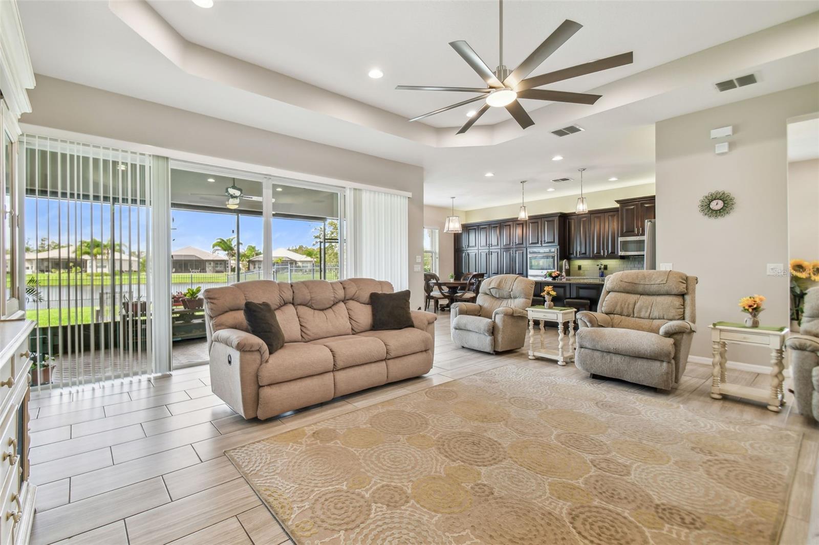 Great room views of back yard and pond