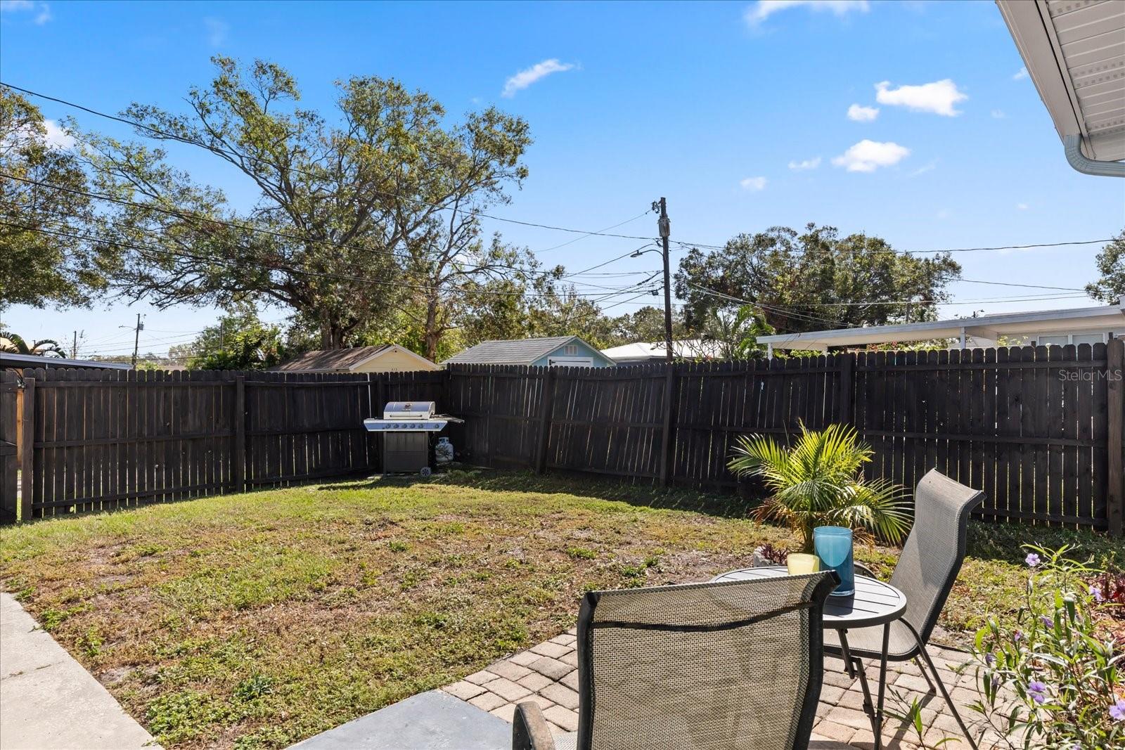 Fully fenced back yard