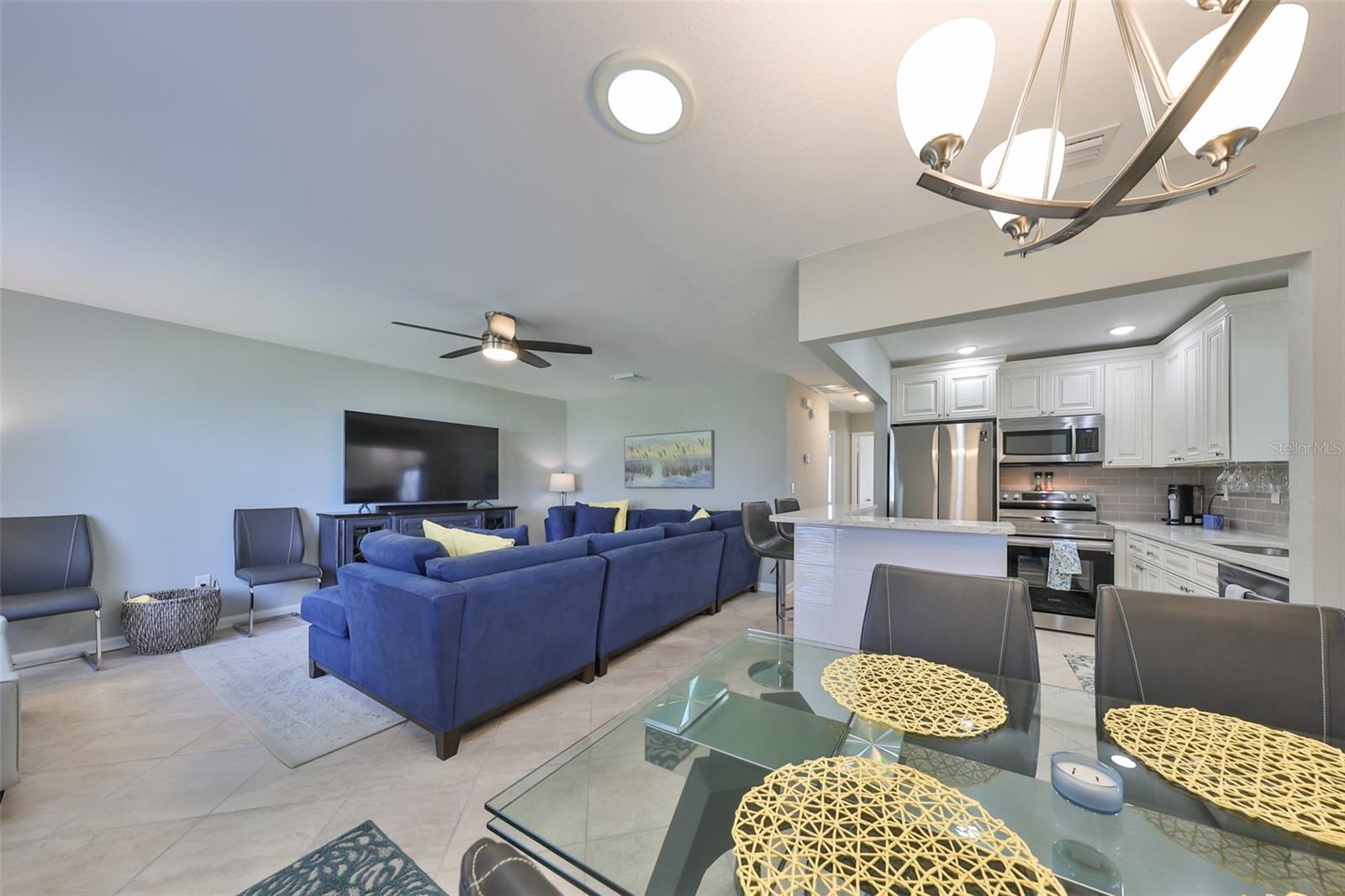 Looking from the Dinning area into the family room.