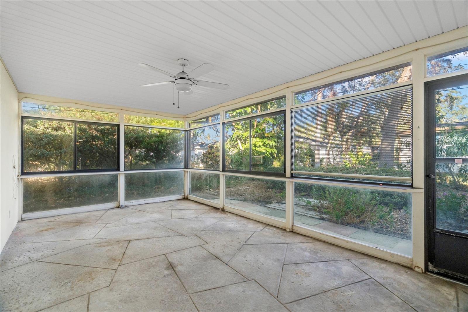 Large screened lanai with weather windows