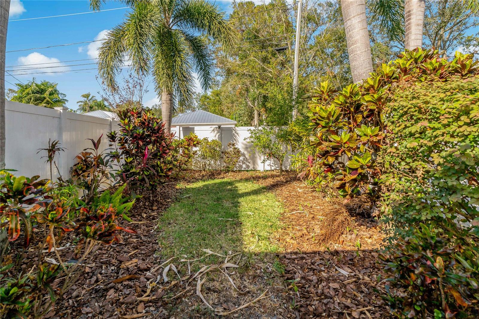 Garden on fenced patio