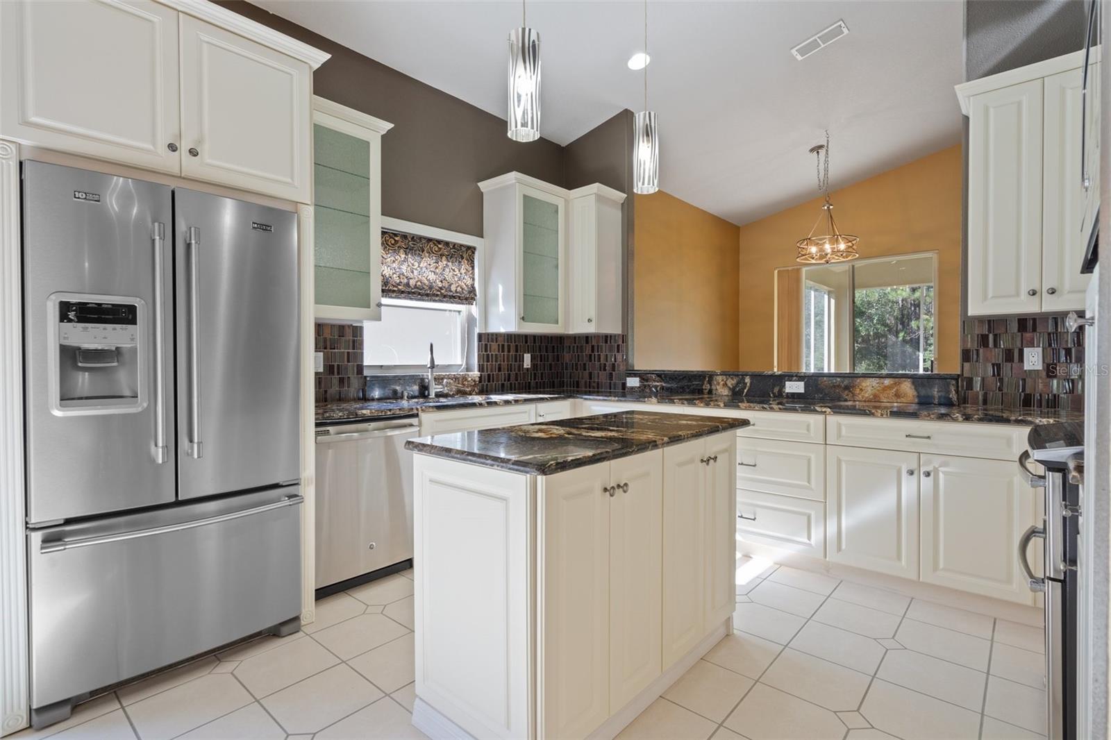 Kitchen Stainless Appliances and Island