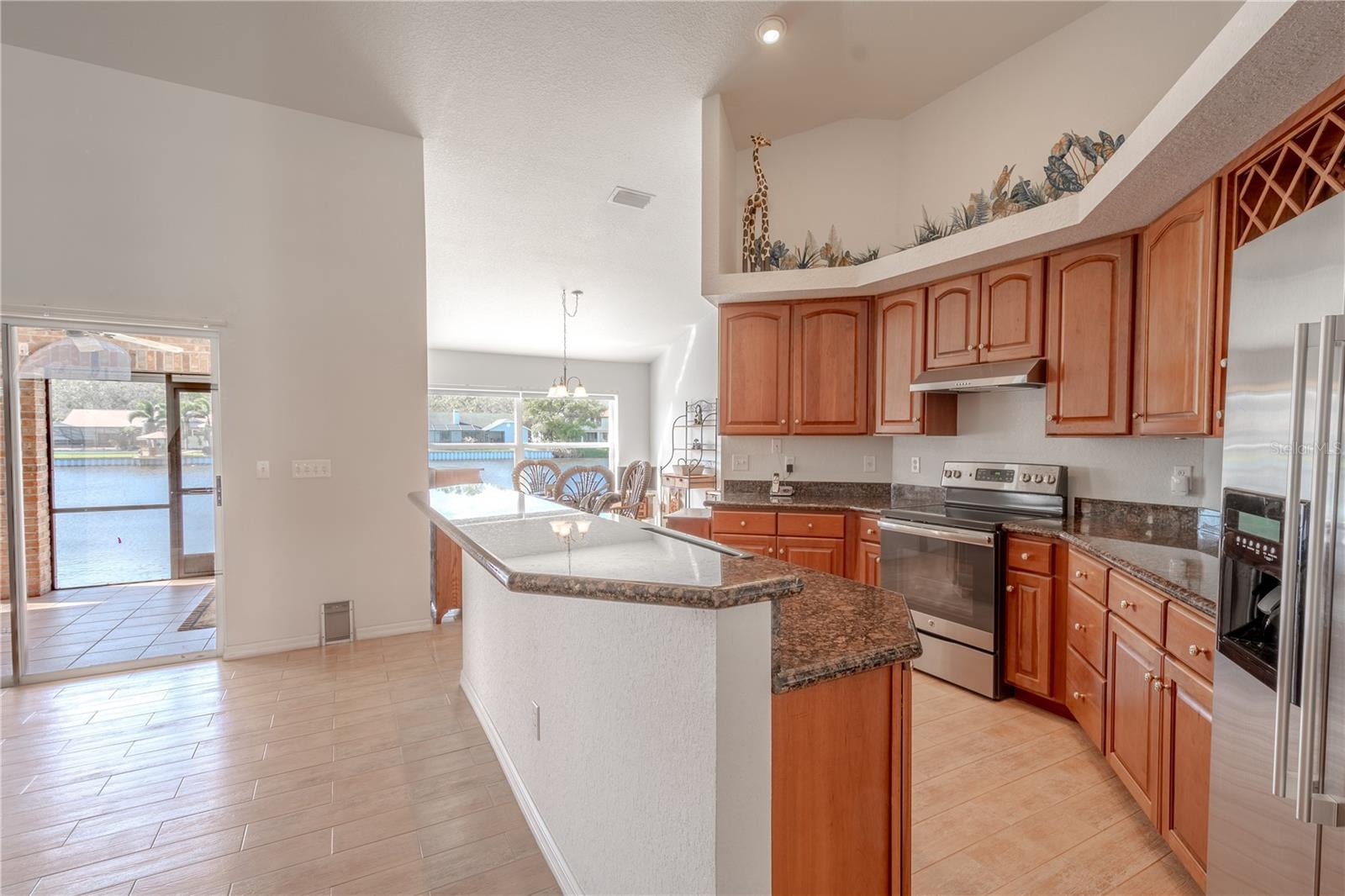 There is ceramic tile flooring throughout the home creating a cohesive look and ease of maintenance.