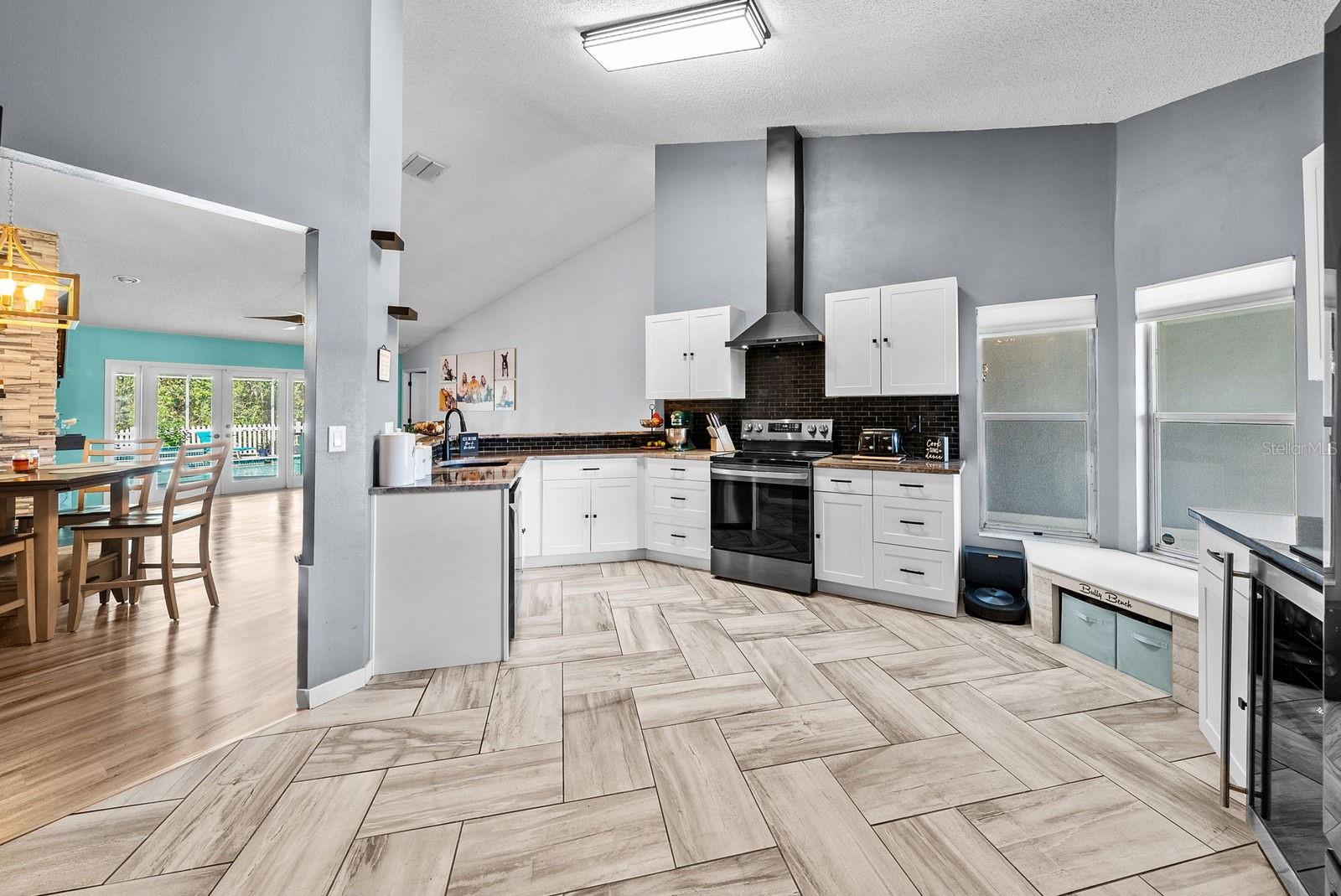 Spacious kitchen with stainless steel appliances