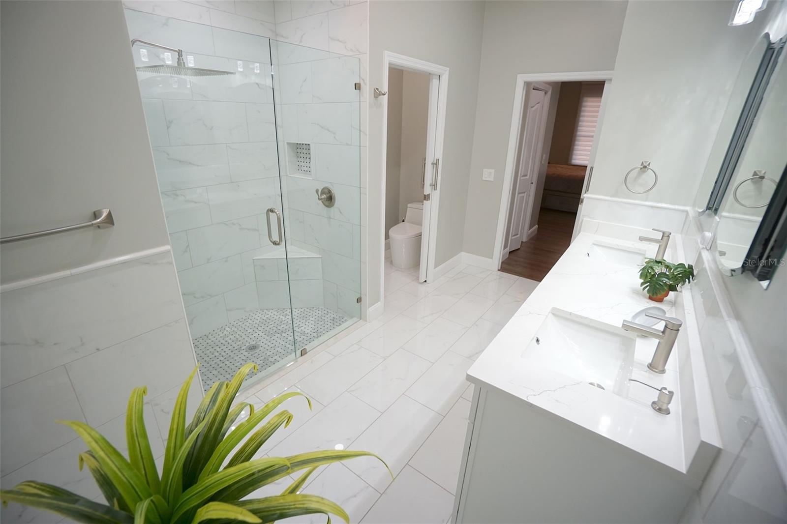 Double Vanity; Quartz Counters