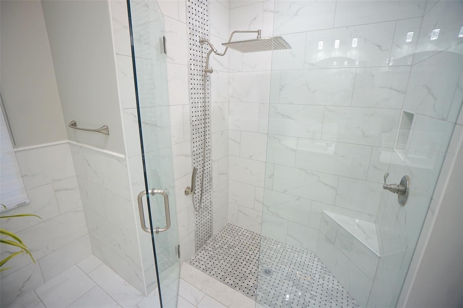 Premium/Thick Shower Door; Rain Shower Head; Marble in Shower