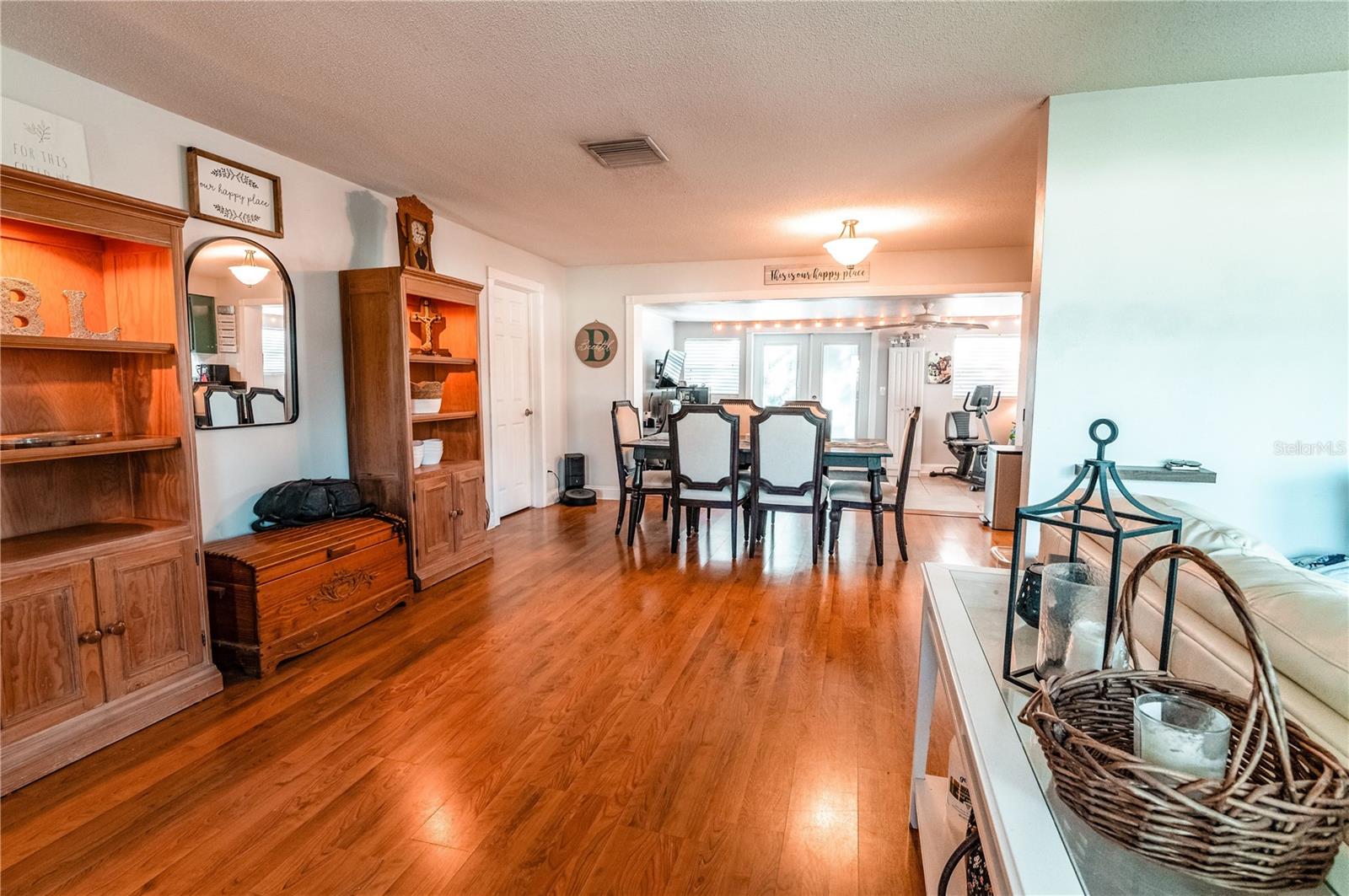 Looking from the front door, you can see the Dining Area and the French doors that lead to the back yard.