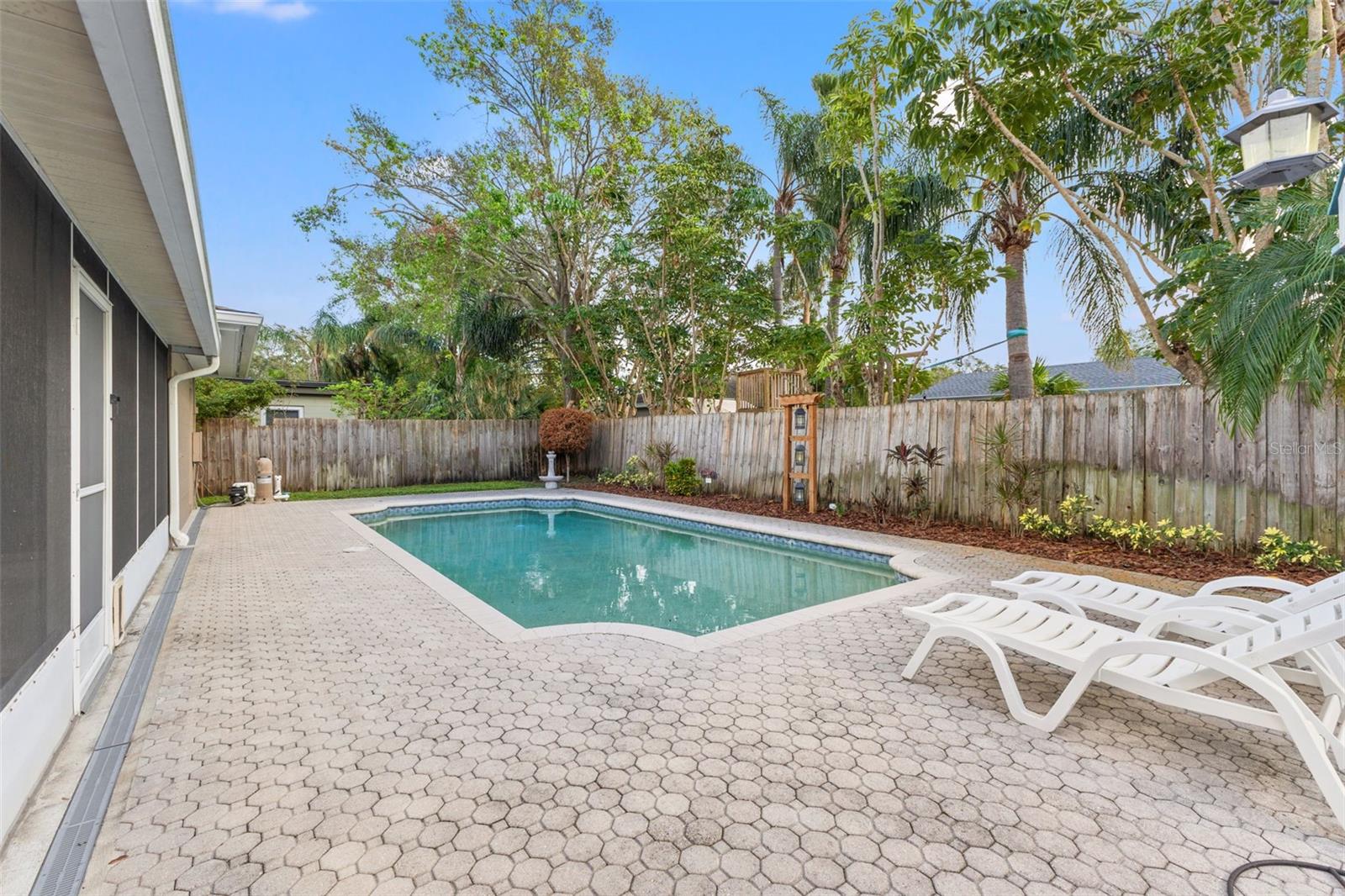 Brick paved pool deck