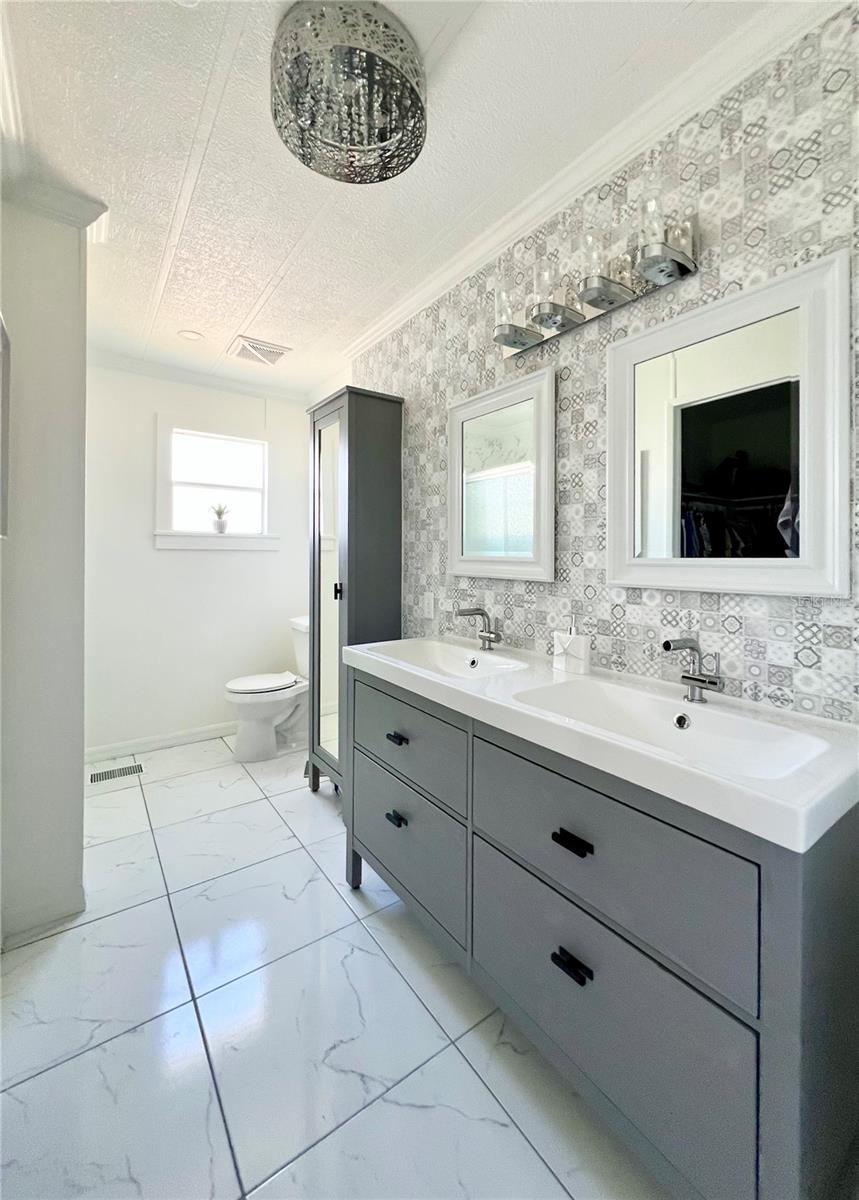 Primary bathroom with double sinks