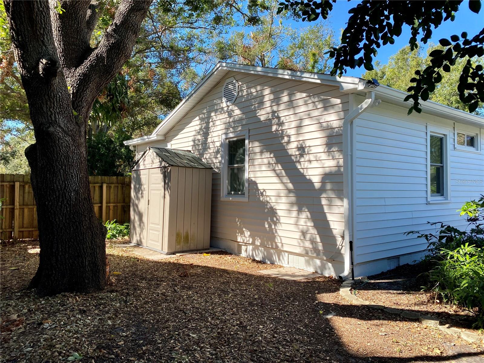 Additional storage in storage shed.