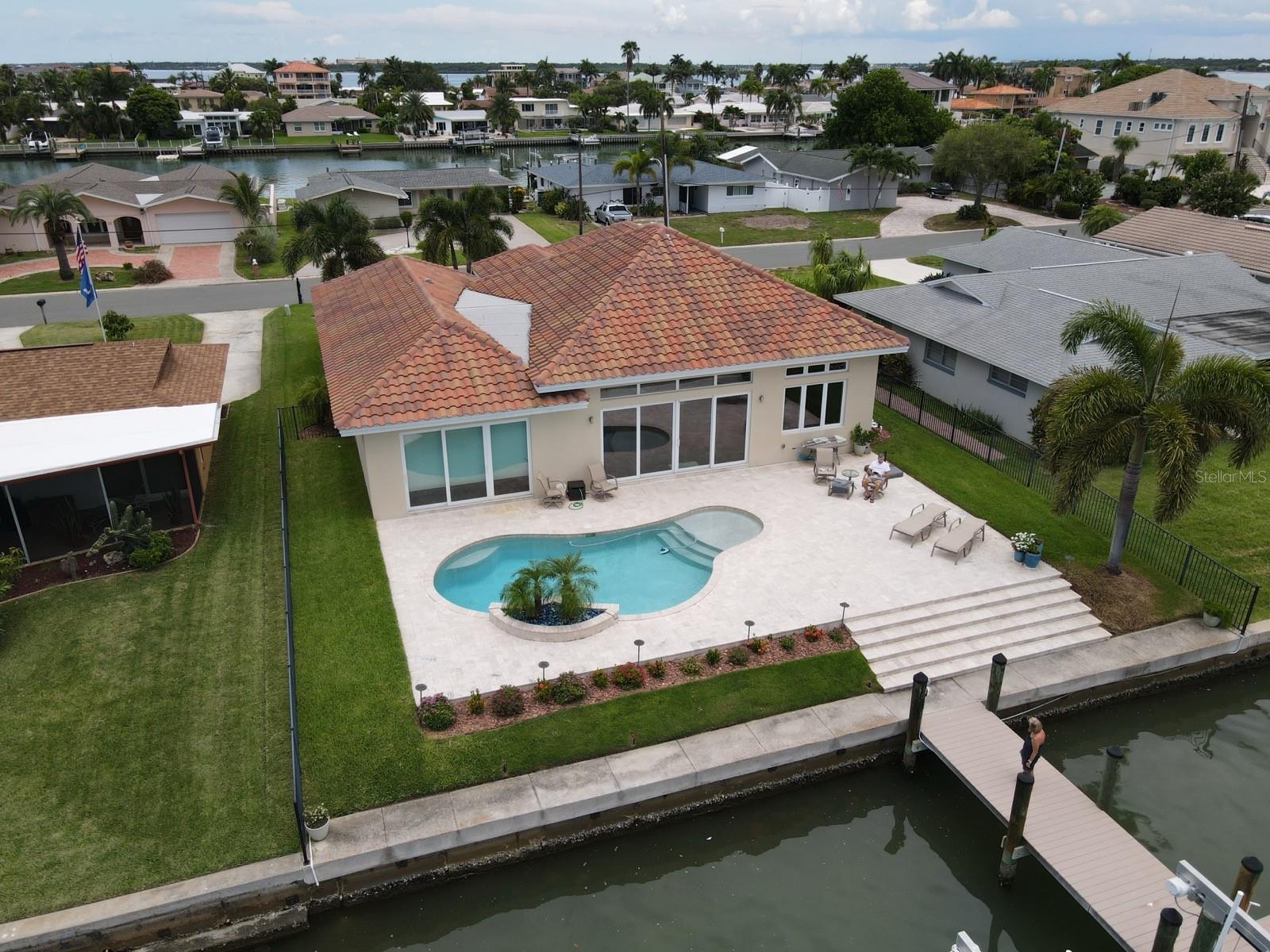 Aerial photo of the rear of the home pre-storm