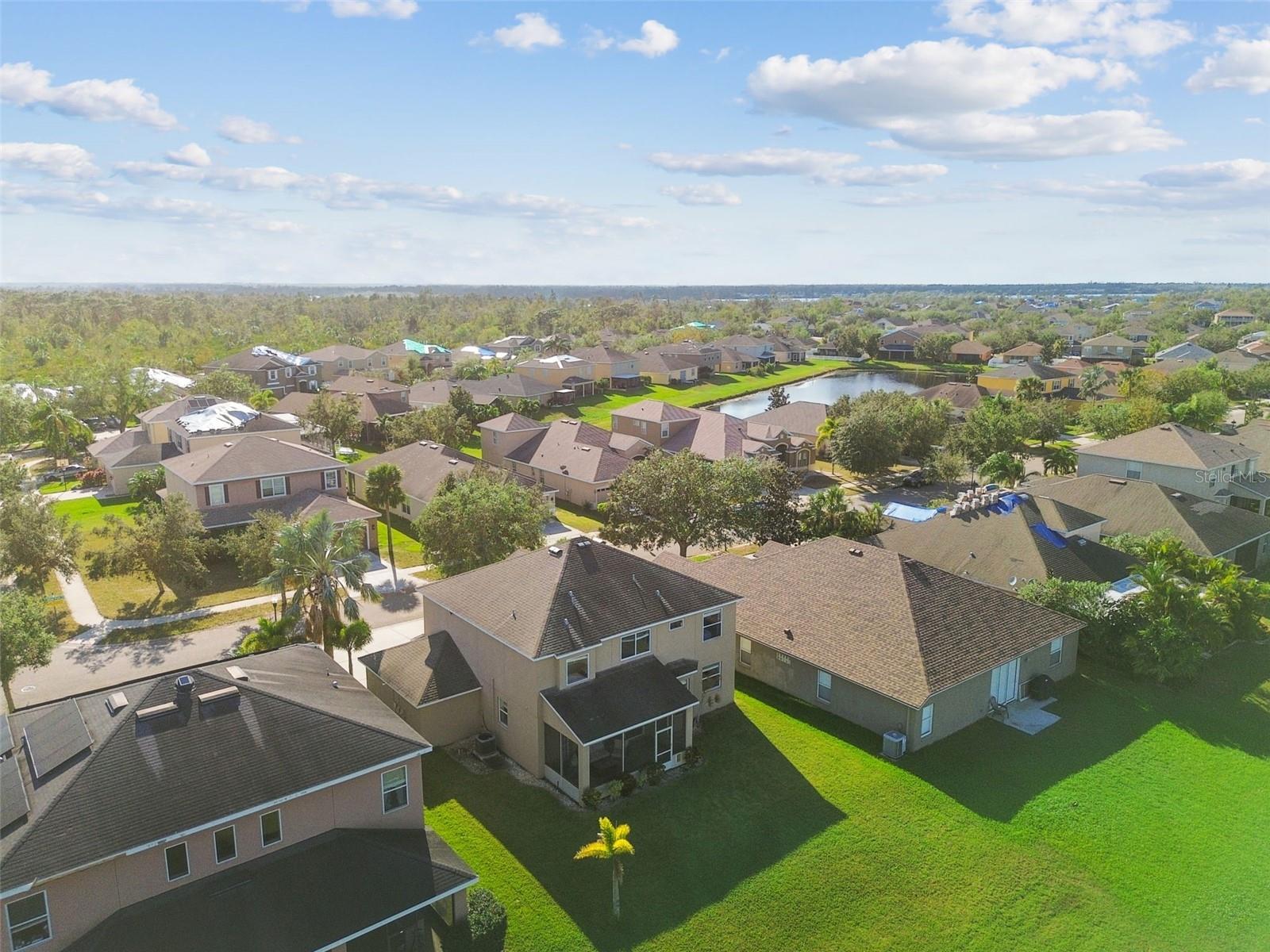 Aerial view of back of home