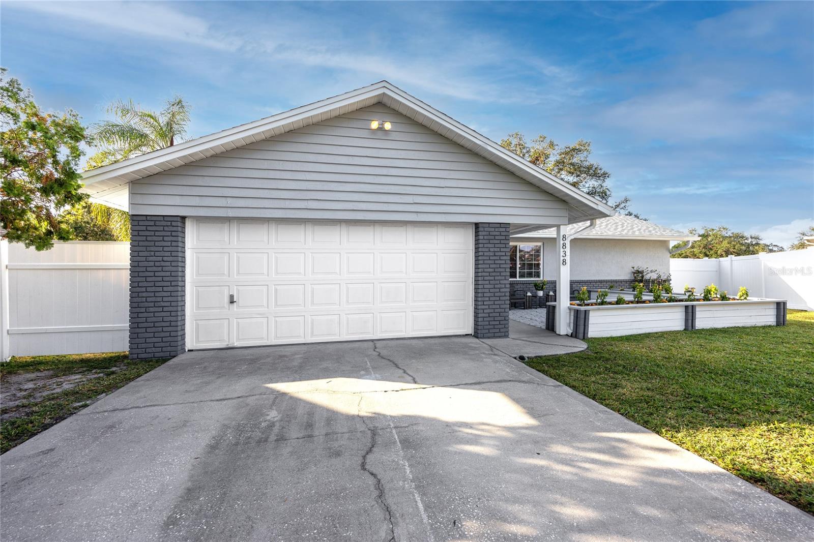 Two car garage offers ample storage space