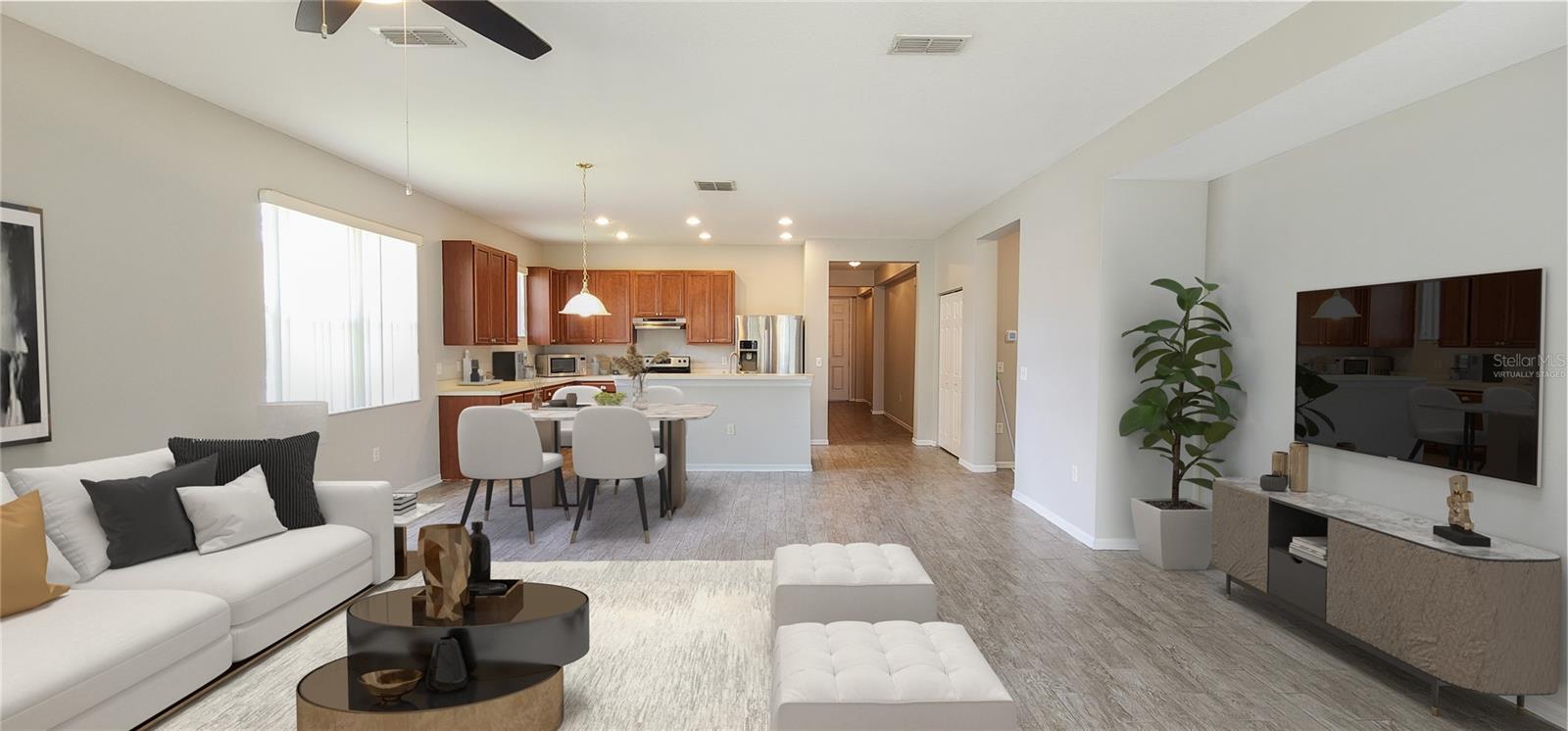 Virtually Staged Kitchen Living room combo