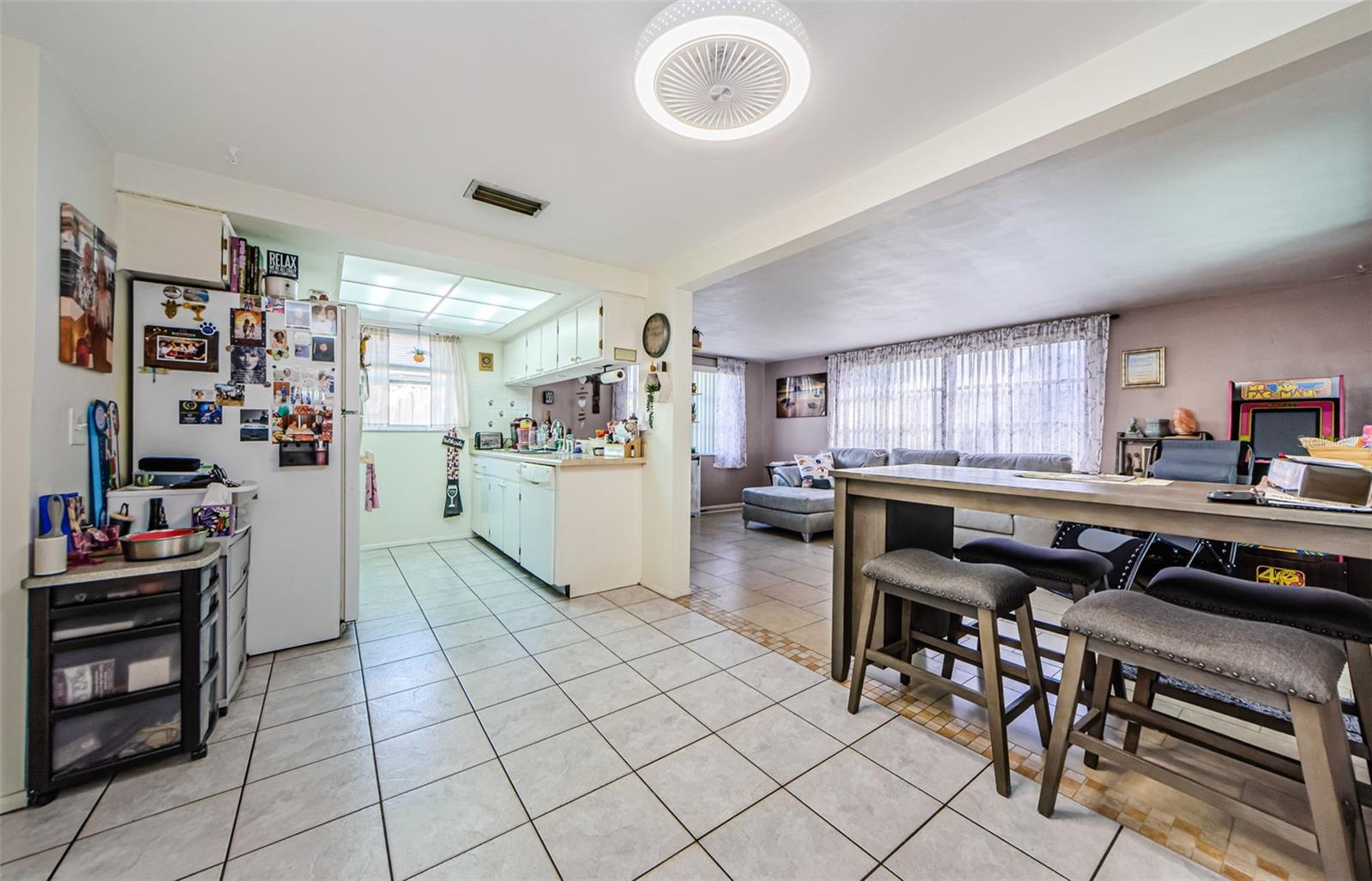 Great view of the kitchen with family room