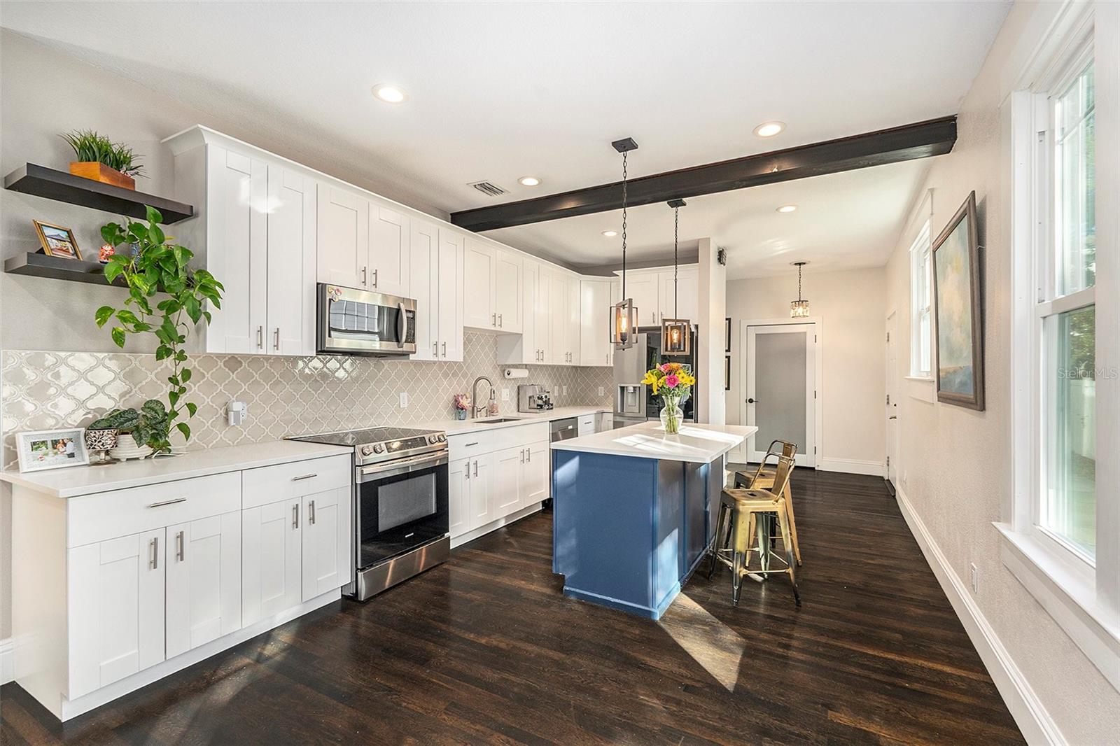 Kitchen with windows