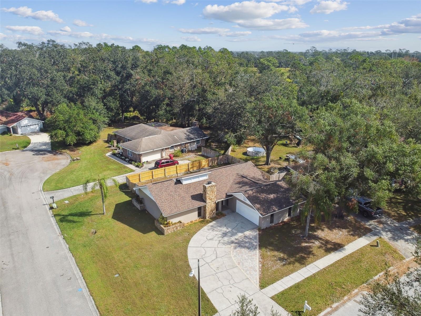 Aerial view, corner lot