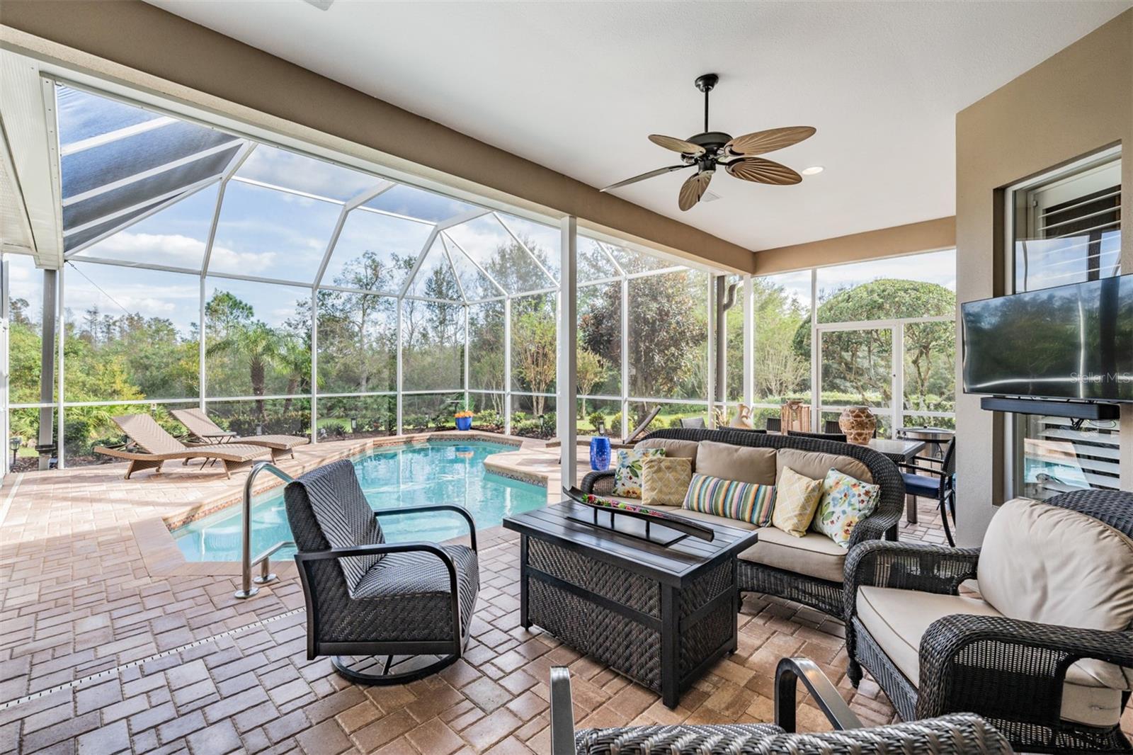 Lots of covered space for entertaining, Ceiling Fan and Inset Lights!