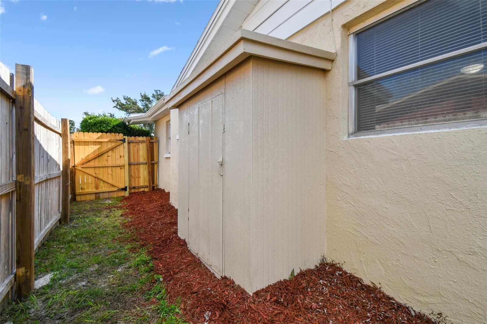 Storage closet on side yard