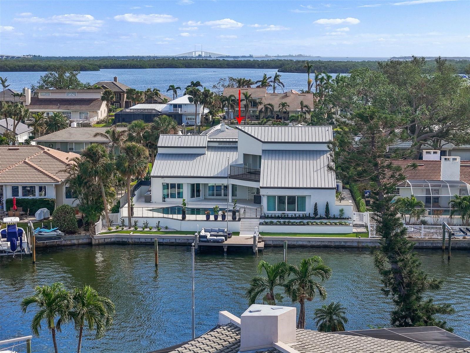 Drone view of location to Sunshine Skyway