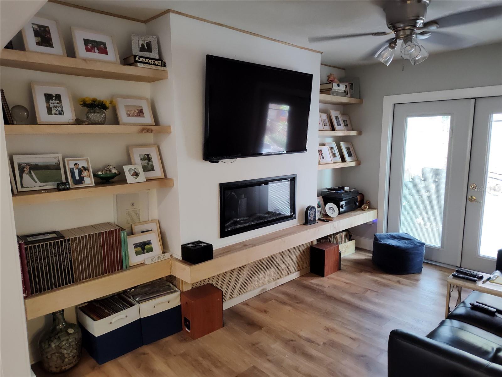 TV room with fireplace