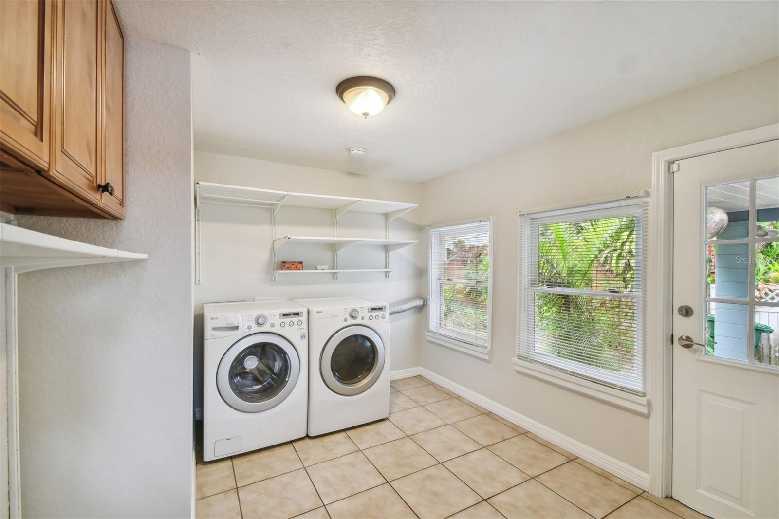 LG washer and dryer. Lots of storage.