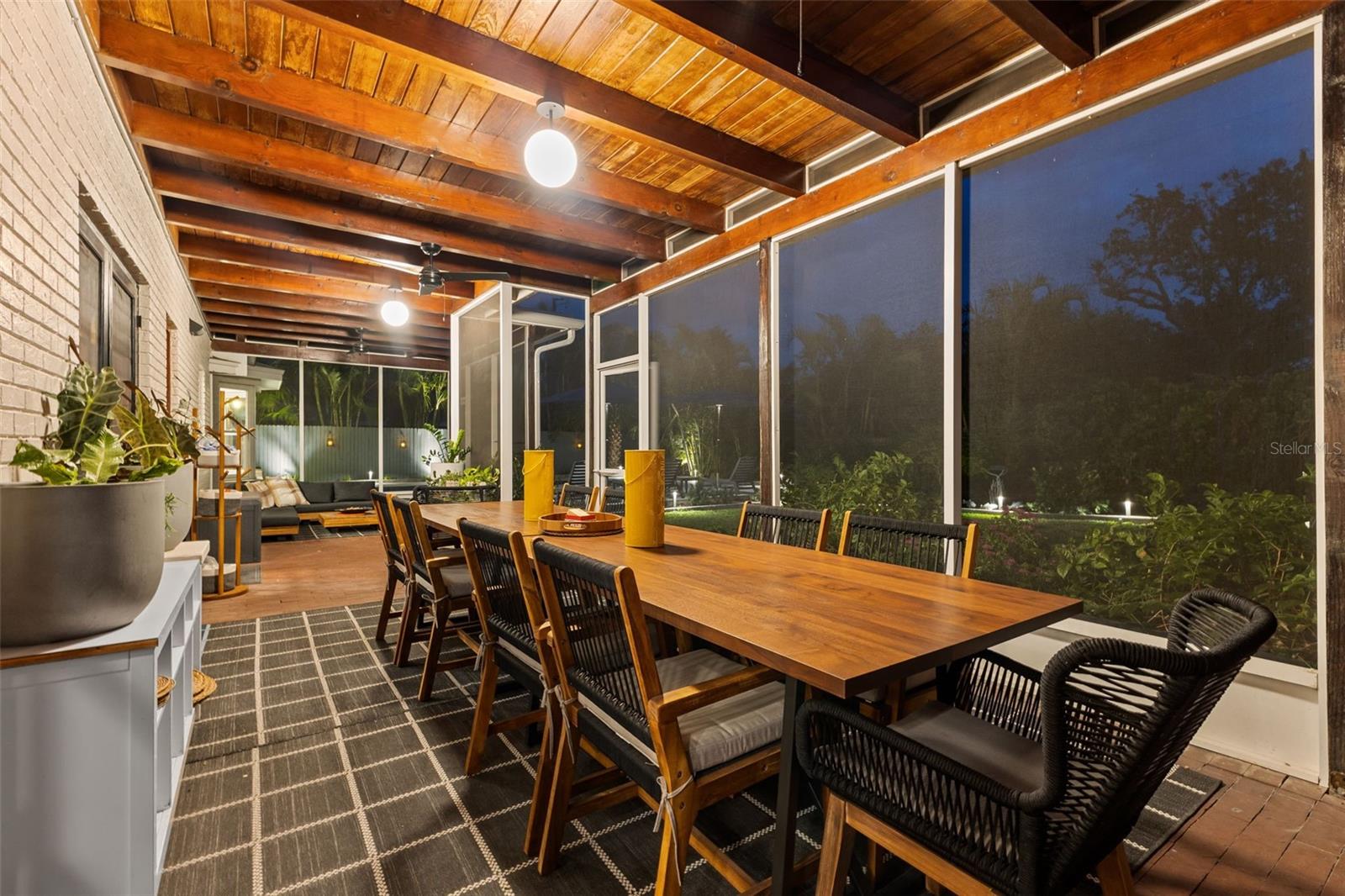 Screened Lani Dining Area at Twilight