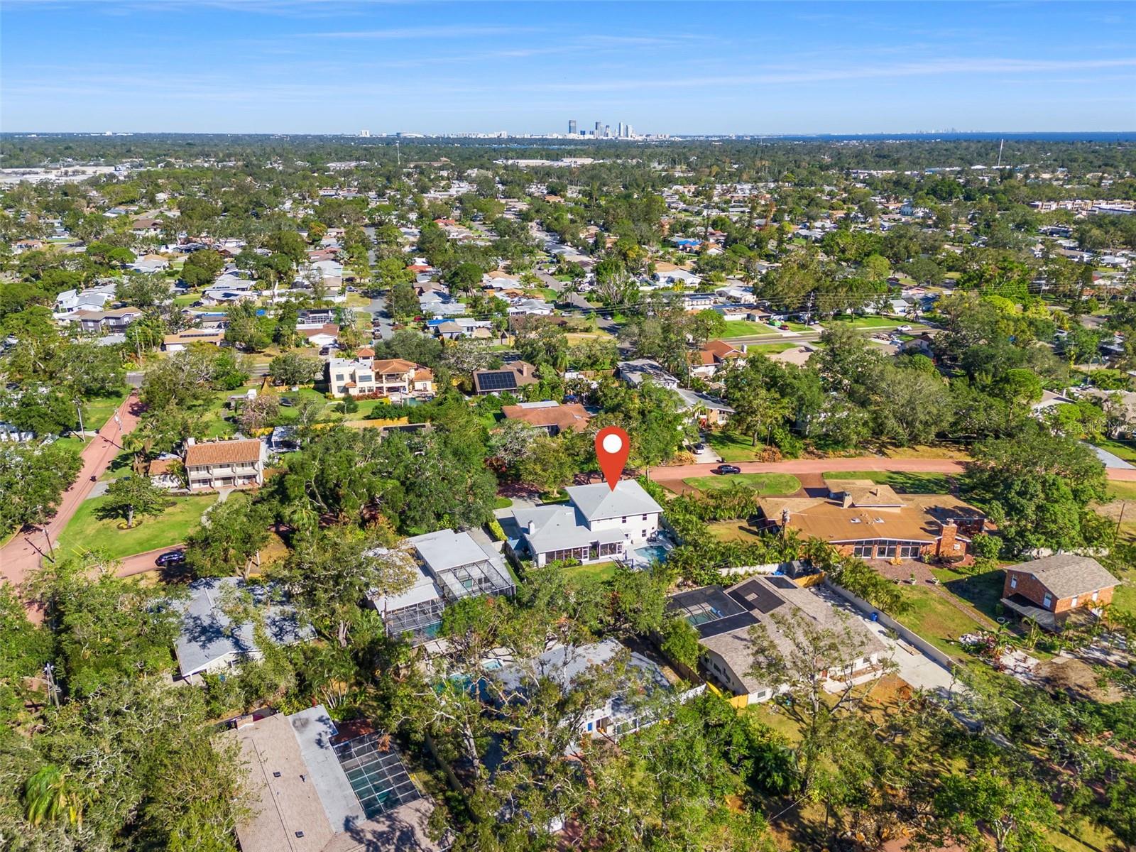 Aerial view of Home and Downtown St. Petersburg