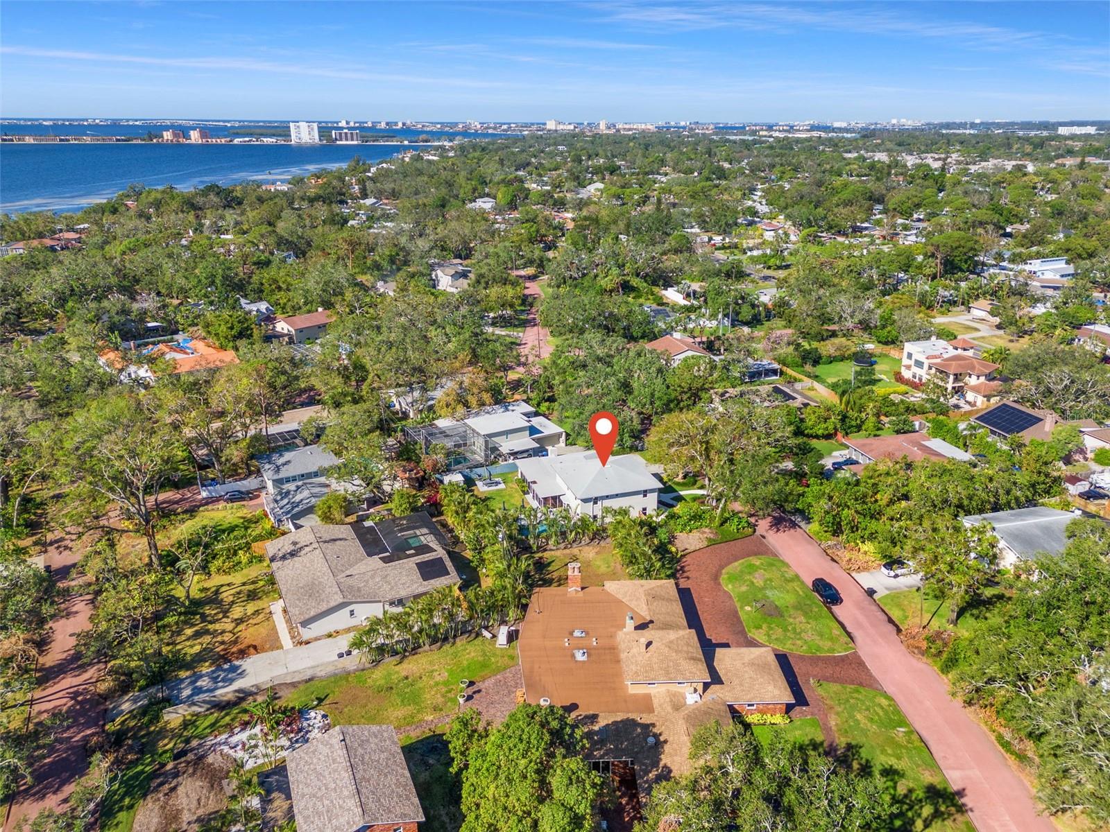 Aerial view of home and "Pink Streets"