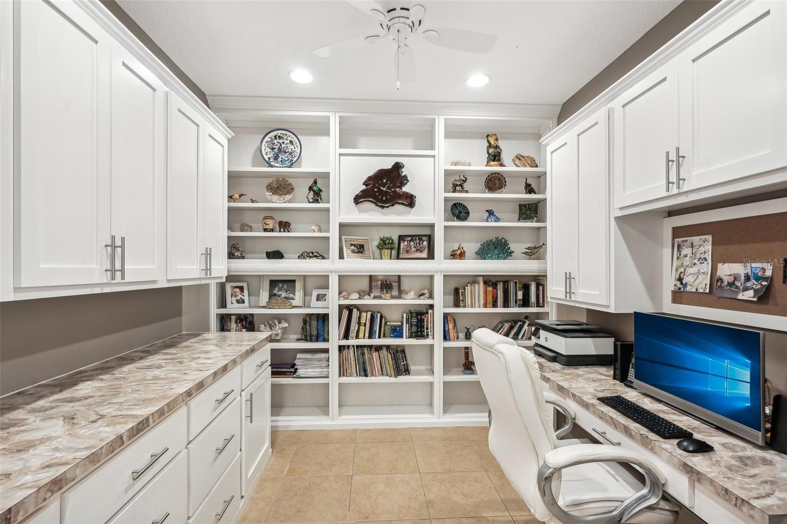 Office with custom cabinetry