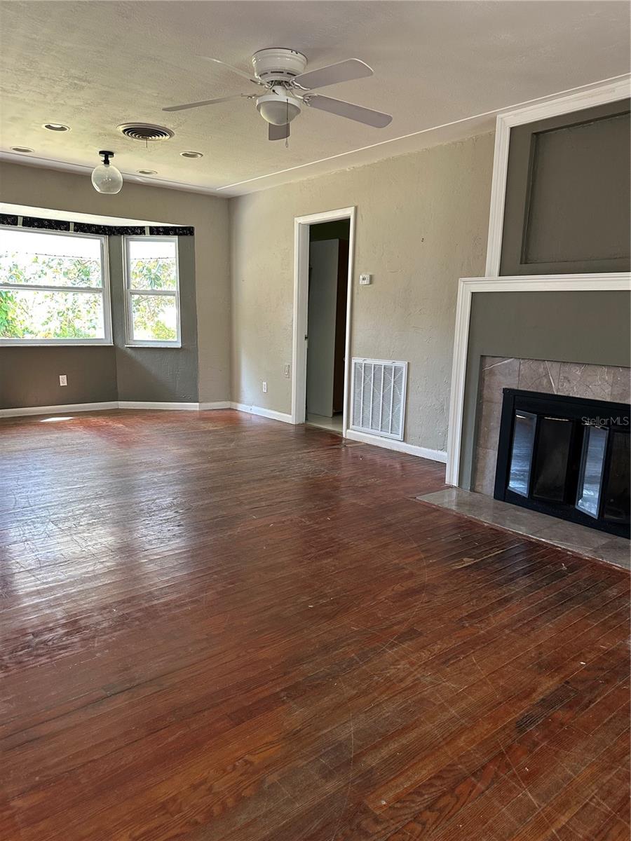 Family room with fireplace